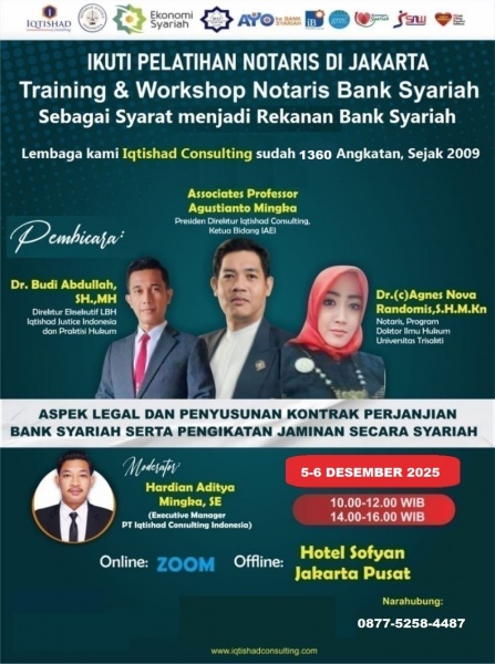  PELATIHAN & WORKSHOP NASIONAL NOTARIS PERBANKAN SYARIAH