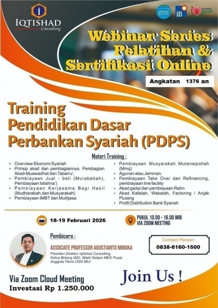  Praktisi Bank Syariah se-Indonesia, Ikutilah !!! SERTIFIKASI, PELATIHAN DAN PENDIDIKAN DASAR PERBANKAN SYARIAH (PDPS)