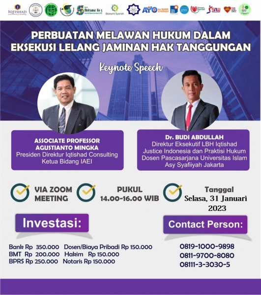 Pelatihan dan Workshop Nasional :  Perbuatan Melawan Hukum dalam Eksekusi Lelang Jaminan Hak Tanggungan  