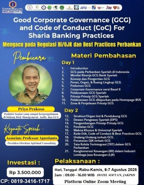 *Good Corporate Governance ( GCG) and Code of Conduct (CoC) For Sharia Banking Practices