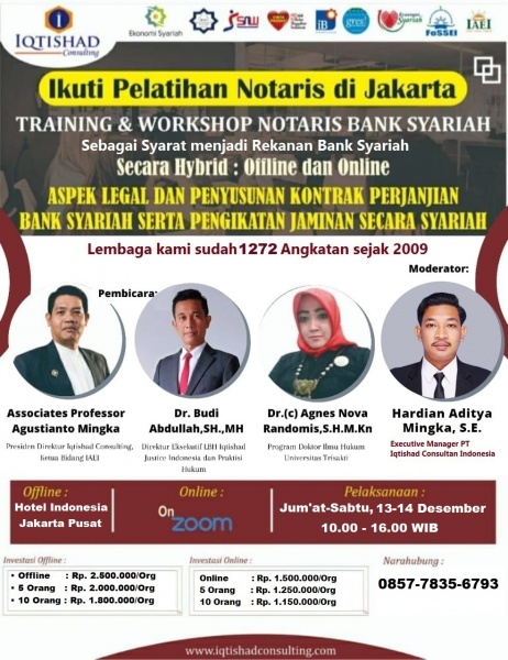 HADIRI PELATIHAN NOTARIS BANK SYARIAH DI JAKARTA,