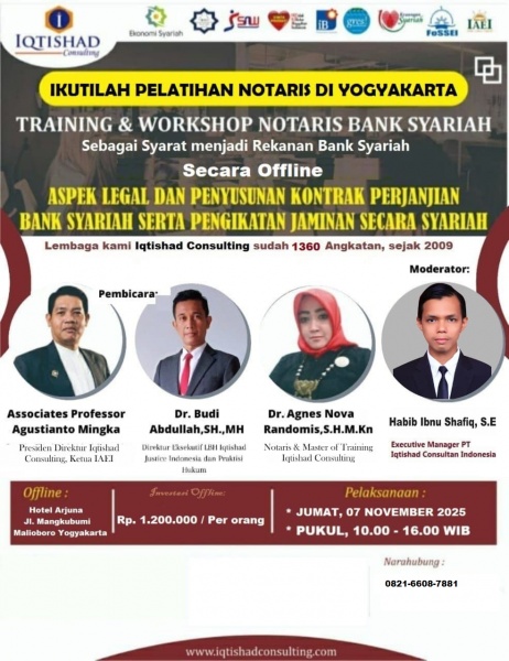 HADIRI WORKSHOP NASIONAL NOTARIS DI YOGYAKARTA PELATIHAN & WORKSHOP NASIONAL NOTARIS PERBANKAN SYARIAH LEVEL 1:
