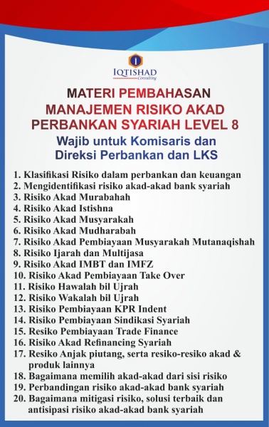 *MATERI PEMBAHASAN MANAJEMEN RISIKO AKAD PERBANKAN SYARIAH LEVEL 8* 