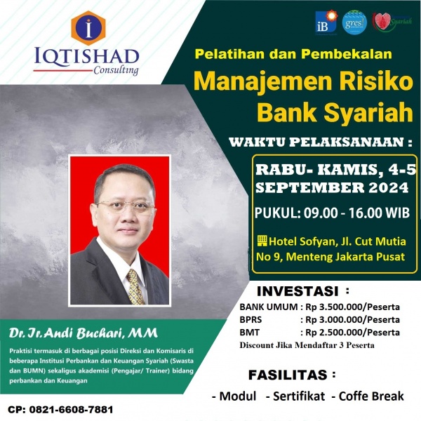 PELATIHAN DAN WORKSHOP  MANAJEMEN RISIKO PERBANKAN SYARIAH