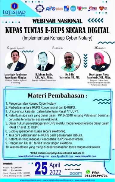 PELATIHAN DAN WORKSHOP NASIONAL NOTARIS KUPAS TUNTAS E-RUPS SECARA DIGITAL
