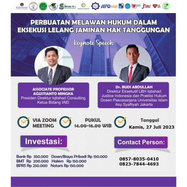 Pelatihan dan Workshop Nasional : Perbuatan Melawan Hukum dalam Eksekusi Lelang Jaminan Hak Tanggungan