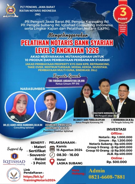 PELATIHAN NOTARIS BANK SYARIAH LEVEL 2