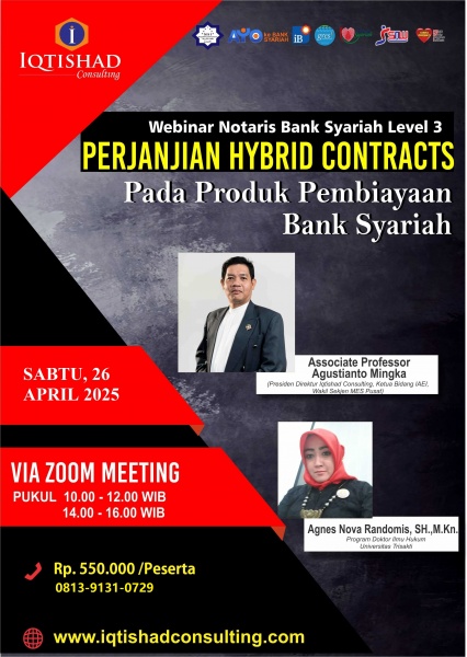 *PELATIHAN  NOTARIS BANK SYARIAH LEVEL 3*   *ASPEK LEGAL HYBRID CONTRACTS PADA PERJANJIAN PERBANKAN & KEUANGAN SYARIAH*