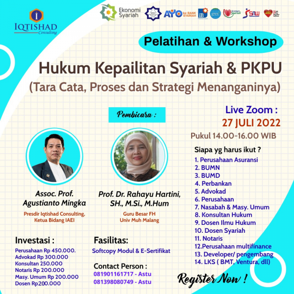 Pelatihan & Workshop Hukum Kepailitan Syariah dan PKPU (Tata Cara, Proses, dan Strategi Menanganinya)