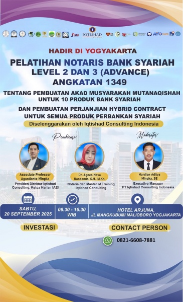 PELATIHAN & WORKSHOP NASIONAL NOTARIS PERBANKAN SYARIAH : DI YOGYAKARTA