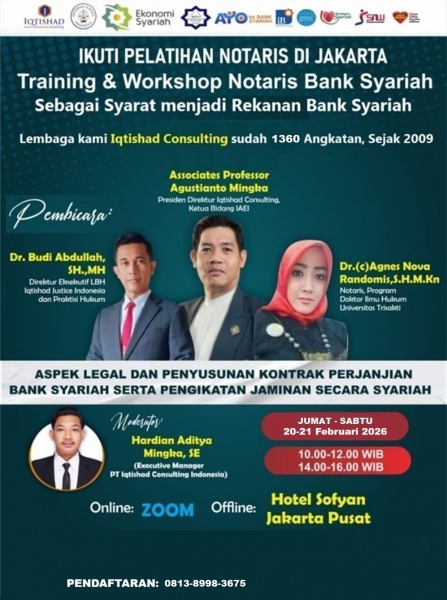 PELATIHAN & WORKSHOP NASIONAL NOTARIS PERBANKAN SYARIAH:   