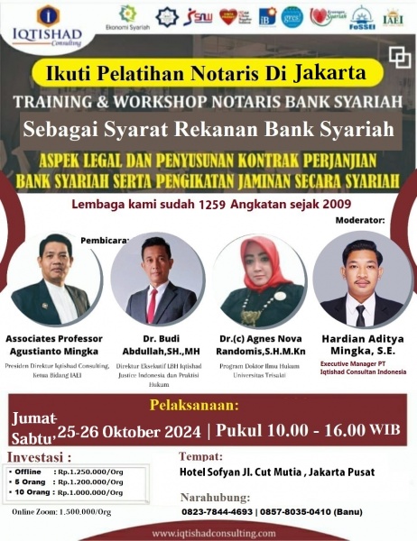 PELATIHAN & WORKSHOP NASIONAL NOTARIS PERBANKAN SYARIAH LEVEL 1 