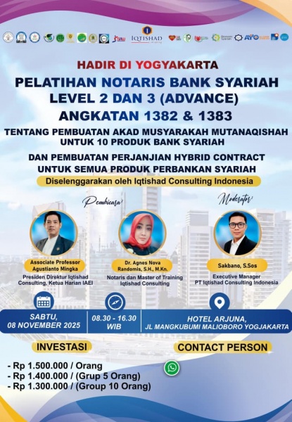 PELATIHAN & WORKSHOP NASIONAL NOTARIS PERBANKAN SYARIAH: LEVEL 2 & LEVEL 3