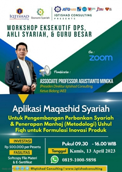 Training dan Workshop Eksekutif bagi DPS, Ahli Syariah & Guru Besar  Aplikasi Maqashid Syariah pada Produk Perbankan dan Keuangan Syariah