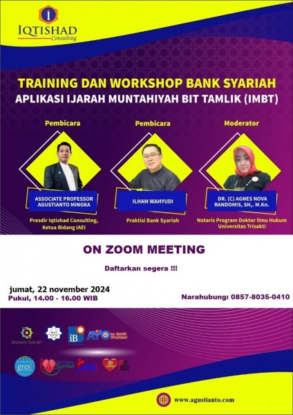 TRAINING DAN WORKSHOP HYBRID APLIKASI IJARAH MUNTAHIYAH BIT TAMLIK (IMBT) DAN IJARAH MAUSHUFAH FIZ ZIMAH (IMFZ)