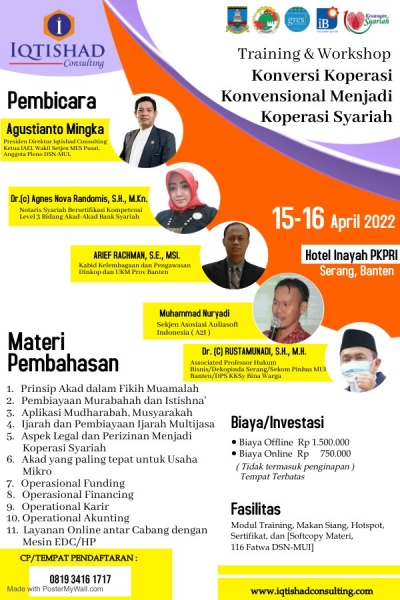 Training dan Workshop Nasional  Konversi Koperasi Konvensional menjadi Koperasi Syariah