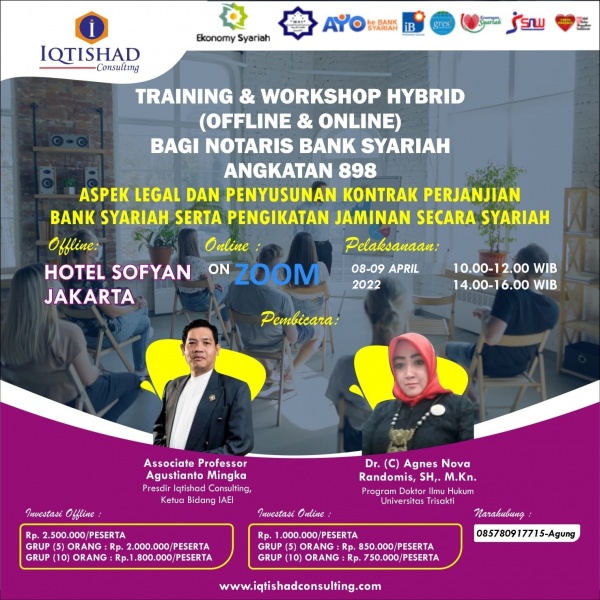 TRAINING & WORKSHOP CERTIFIED NOTARIS BANK SYARIAH HYBRID (Offline dan Online) LEVEL 1