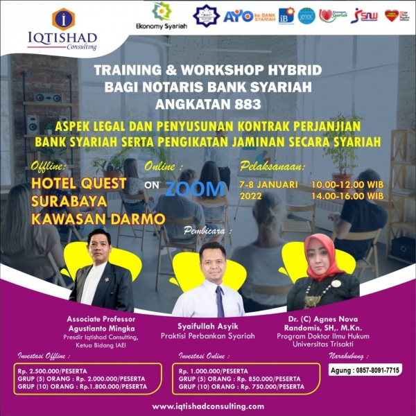 TRAINING & WORKSHOP HYBRID BAGI NOTARIS BANK SYARIAH ANGKATAN 883