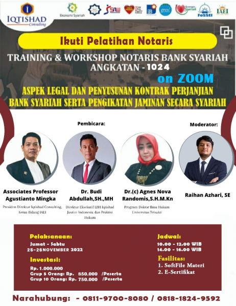 Training & Workshop Notaris Bank Syariah Level 1: 