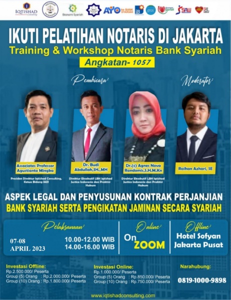Training & Workshop Notaris Bank Syariah Level 1: 