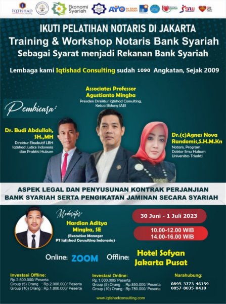 Training & Workshop Notaris Bank Syariah Level 1: 