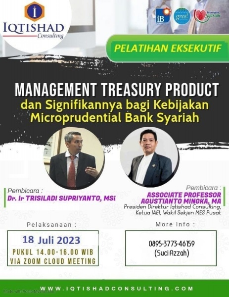 Webinar Management Sharia Treasury Product dan Signifikannya bagi Kebijakan Microprudential Bank Syariah