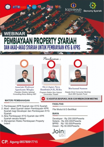 Webinar Pembiayaan Property Syariah dan Akad-Akad Syariah untuk Pembiayaan KYG dan KPRS