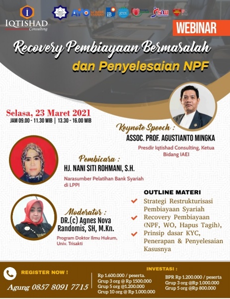 Webinar Recovery Pembiayaan Bermasalah dan Penyelesaian NPF