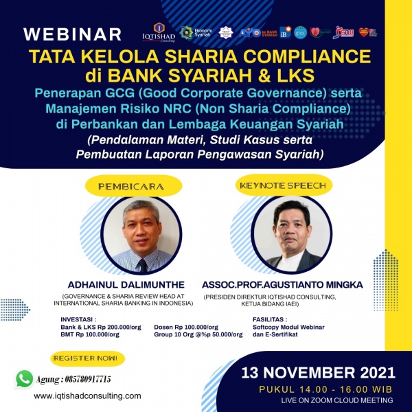 WEBINAR TATA KELOLA SHARIA COMPLIANCE DI BANK SYARIAH & LKS