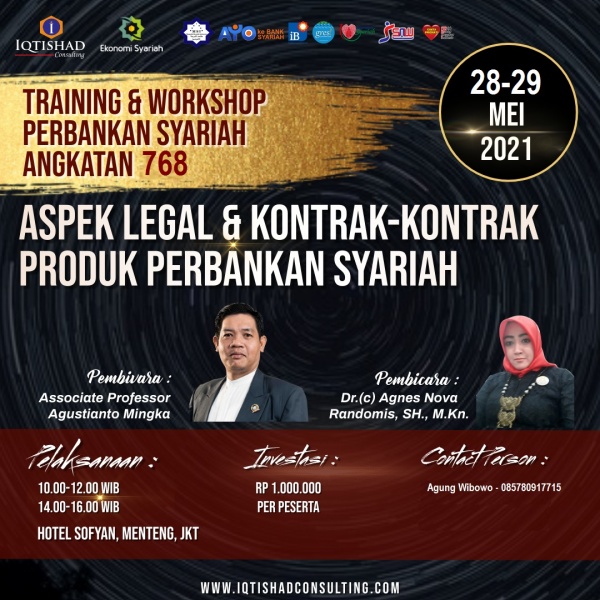 WEBINAR & TRAINING CERTIFIED NOTARIS BANK SYARIAH LEVEL 1 : Teknik Penyusunan Akad Perjanjian Perbankan Syariah dan Pengikatan Jaminan