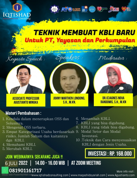 Workshop & Pelatihan Teknik Membuat KBLI BARU Untuk PT, Yayasan dan Perkumpulan