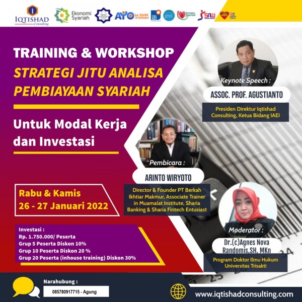 Workshop Strategi Jitu Analisa Pembiayaan Syariah: Untuk Modal Kerja dan Investasi
