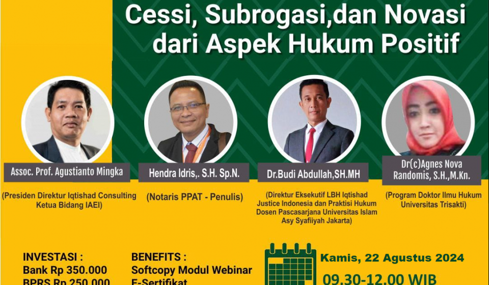 CESSI, SUBROGASI DAN NOVASI DARI ASPEK HUKUM POSITIF