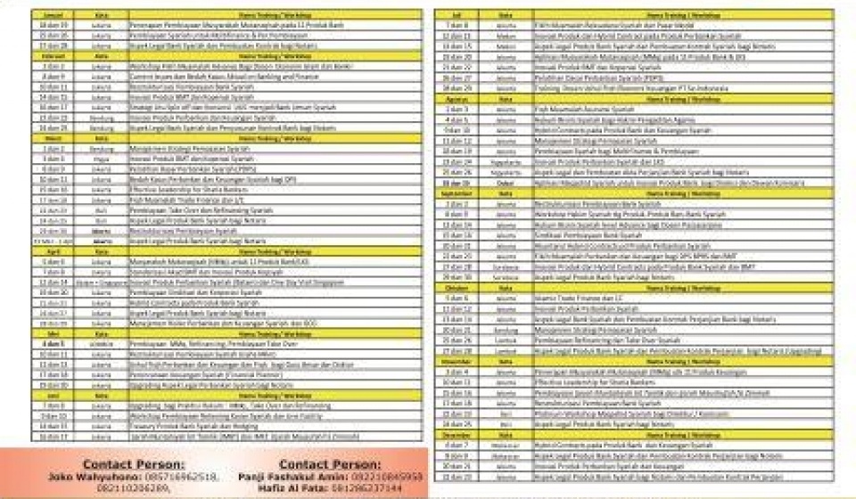 KALENDER TRAINING IQTISHAD CONSULTING 2017