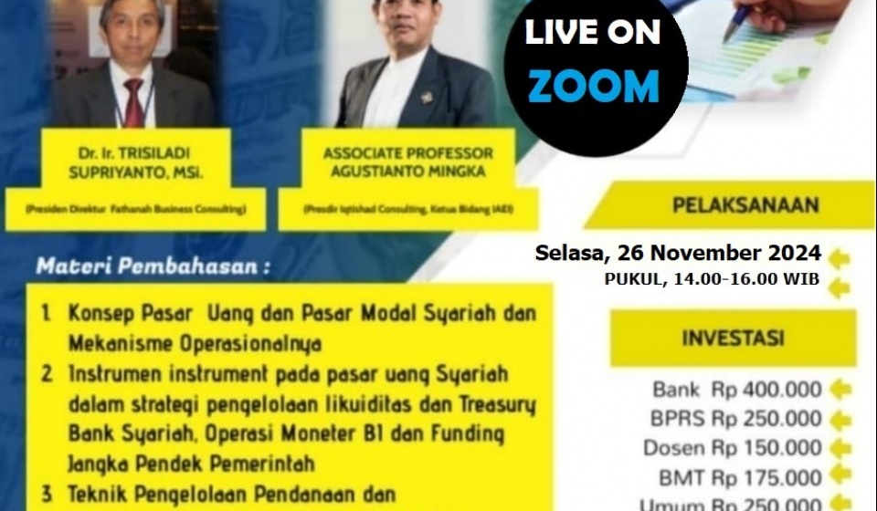 Pelatihan dan Workshop Sharia Money Market dan Capital Market di Perbankan Syariah