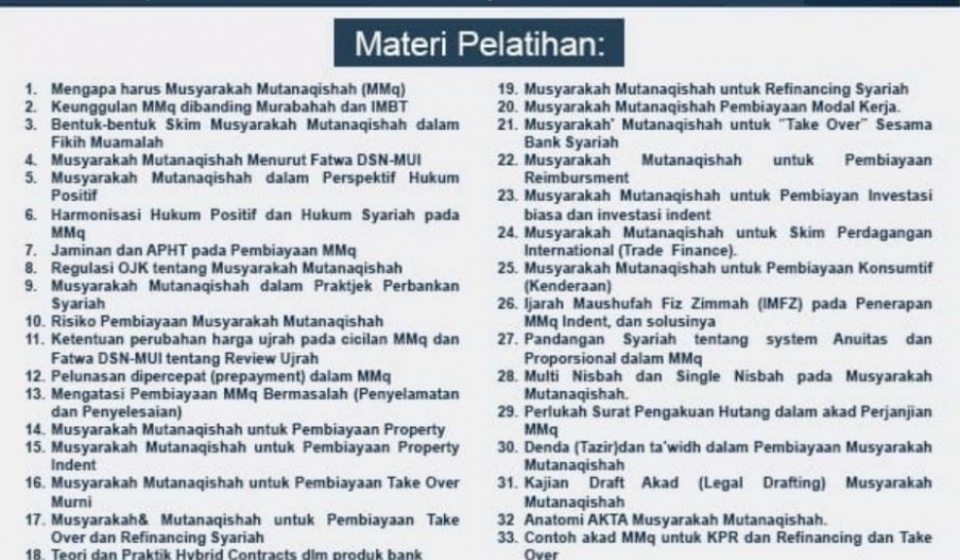 PELATIHAN & WORKSHOP NASIONAL NOTARIS PERBANKAN SYARIAH LEVEL  2 PADANG